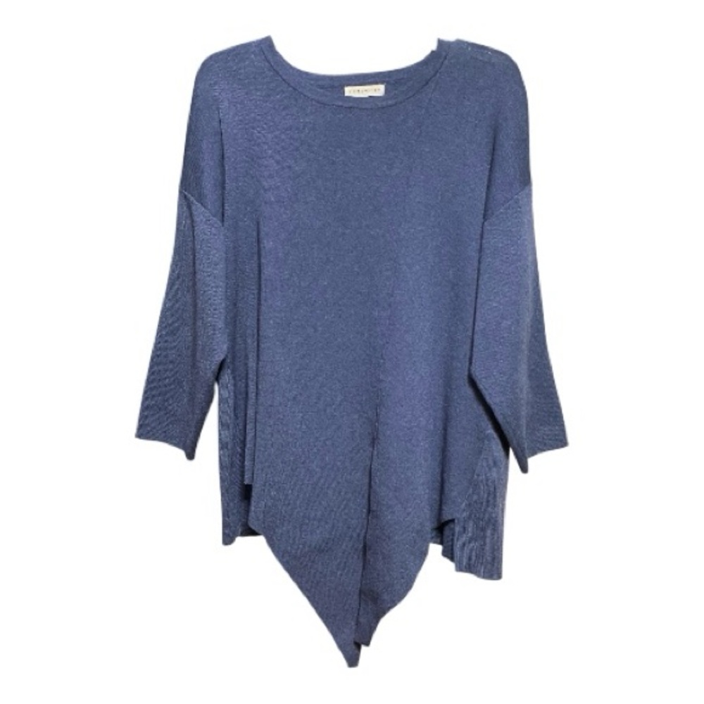 Retrology Woman’s Blue Asymmetrical Knit Sweater 1X